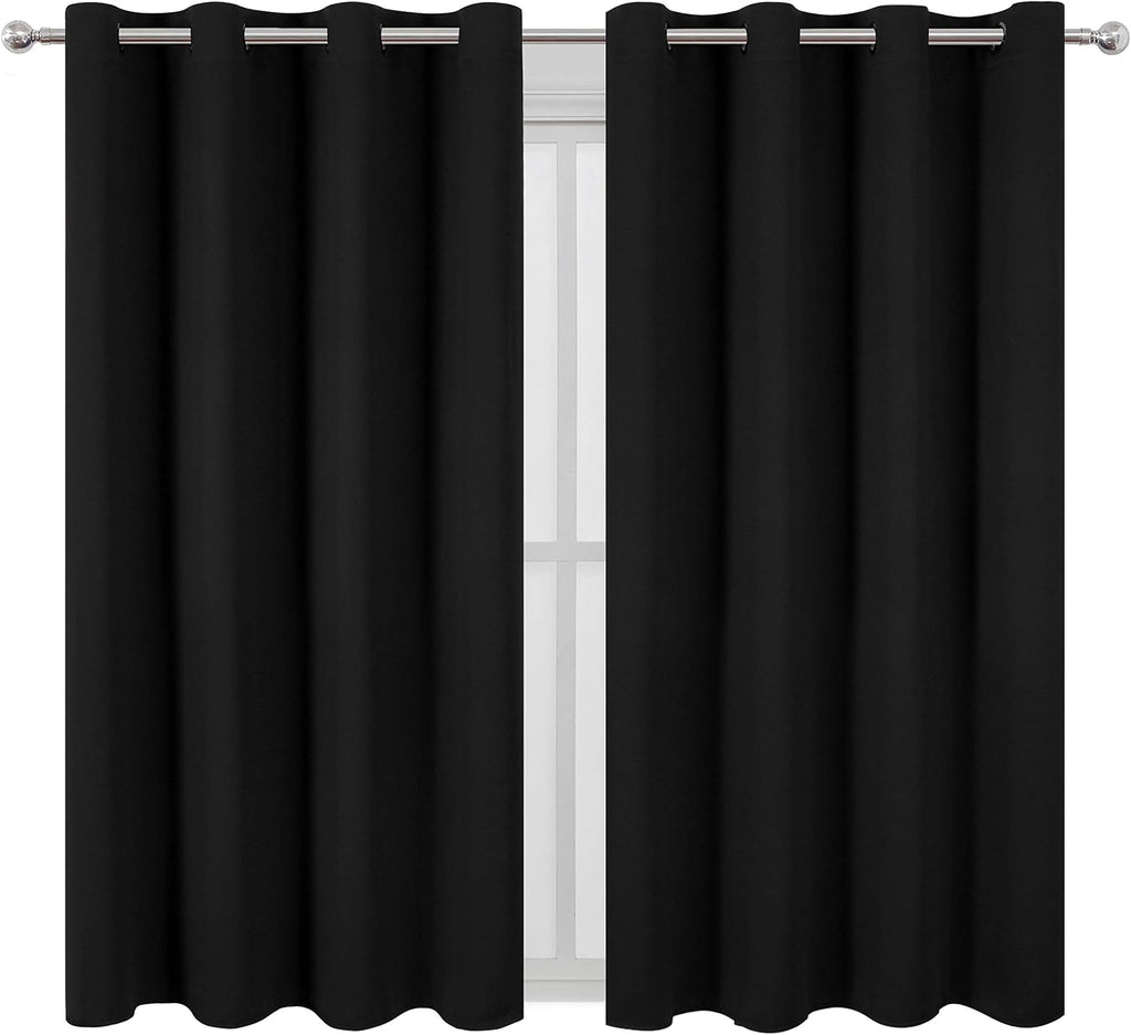 Lemomo Black Blackout Curtains 52 x 63 Inch Length/Set of 2 Curtain Panels/Thermal Insulated Room Darkening Curtains for Bedroom and Living…