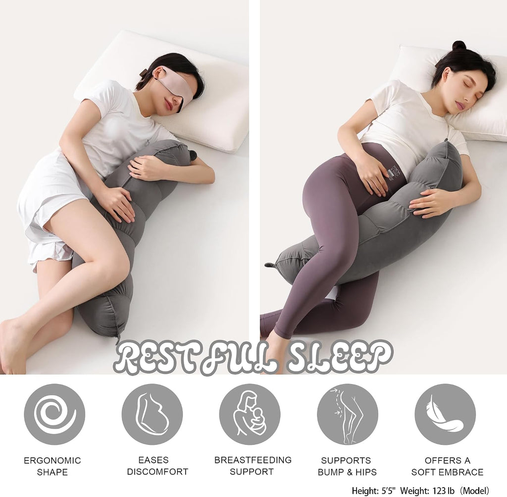 Peallow(Pat. Pend) – Long Round Body Pillow for Adults, Bolster Pillow for Sleeping, Soft and Supportive Pillow for Sleeping & Lumbar…
