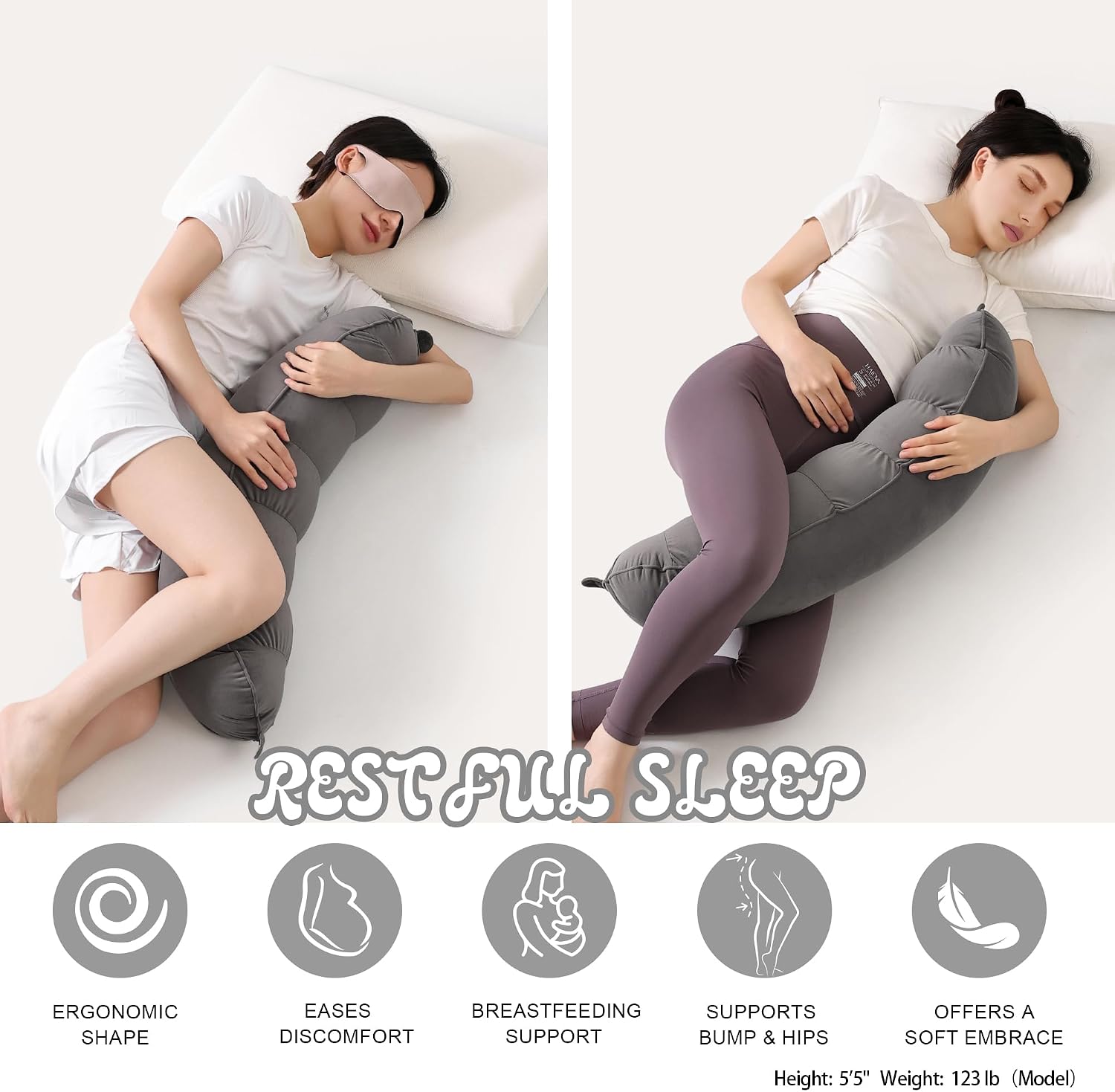 Peallow(Pat. Pend) – Long Round Body Pillow for Adults, Bolster Pillow for Sleeping, Soft and Supportive Pillow for Sleeping & Lumbar…