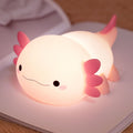 HAPPYBAG Axolotl Night Light, Cute Axolotl lamp Gifts for Kids, Dimmable Silicone Animal Nursery Night Light, Kawaii Rechargeable Bedside…