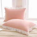 Merryword Pink Pillow Shams Standard Pillowcases 20x26inch Pink and White Reversible Cute Pillow Cover Set of 2 Soft Shabby Chic Ruffled Pi…