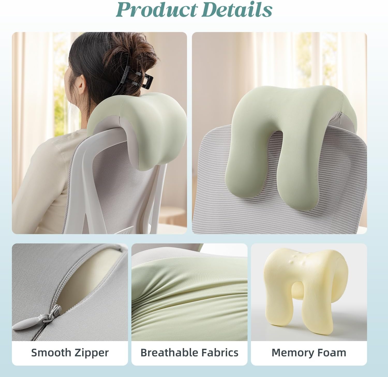 SheRest Office Chair Neck Pillow, Memory Foam Ergonomic Nap Pillow Office Chair Headrest Accessory, Neck Support Pillow Ideal for Office…