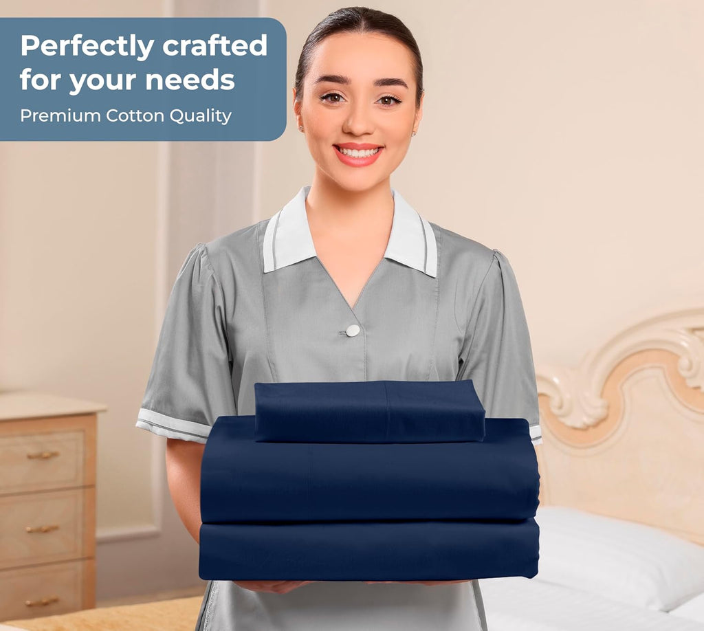 Royalelinens ROYALE LINENS 100% Organic Cotton Twin XL Sheet Set - Percale Weave - 3 Pieces Set - 1 Flat, 1 Deep Pocket Fitted Sheet and 1…