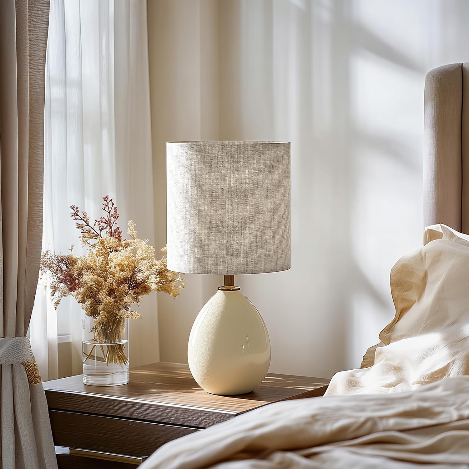 Dawnwake 18.5" Table Lamps Set of 2 for Living Room Bedroom, Bedside Lamps for Night Stands, Desk Nightstand Lamp Dimmable, Modern Linen…