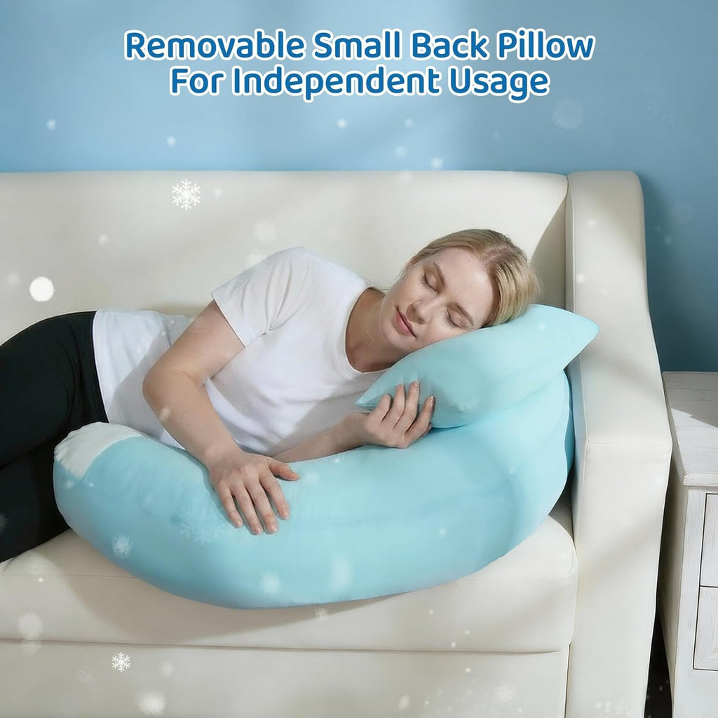 Pyurifai Cooling Crochet Pillow for Lap Support - Gaming Pillow for Lap with Extra Back Pillow for Support, Enlarged Reading Pillow for Lap…