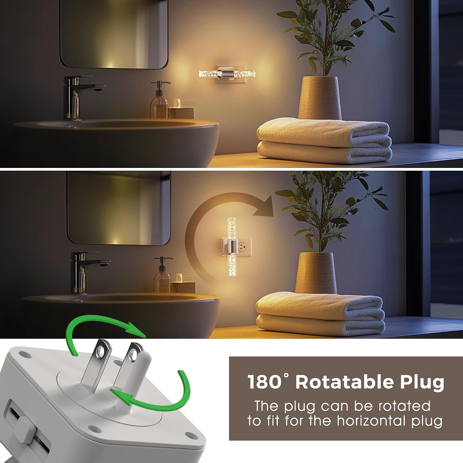 L LOHAS LED Night Light, Night Lights Plug into Wall, 180° Rotating, Auto Light Sensor, Dimmable 100LM, Soft White 3000K, Wall…
