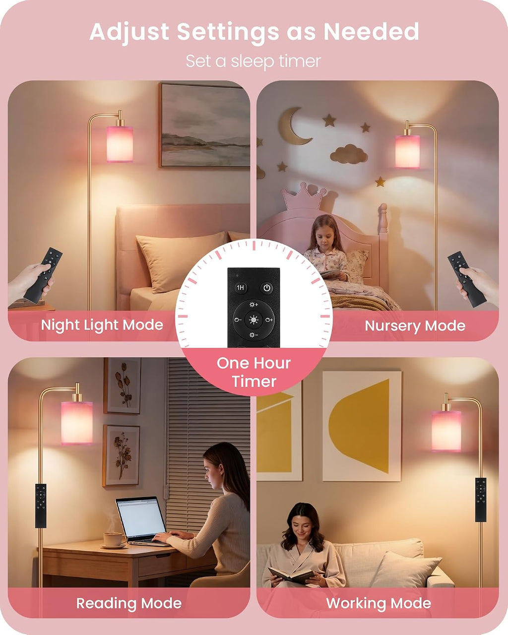 Dimmable Floor Lamp for Living Room with Remote and Foot Switch, Modern Standing, Corner Lamp,10W Bulb 3 Color Temperatures, for Bedroom…
