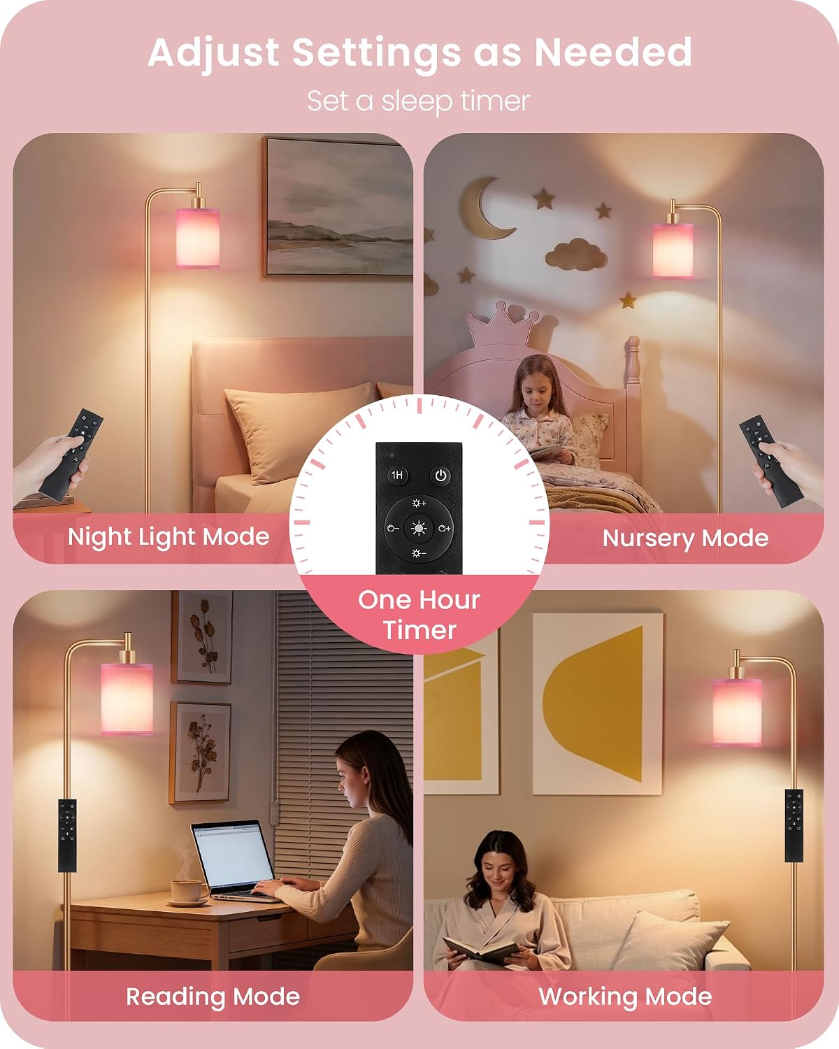 Dimmable Floor Lamp for Living Room with Remote and Foot Switch, Modern Standing, Corner Lamp,10W Bulb 3 Color Temperatures, for Bedroom…
