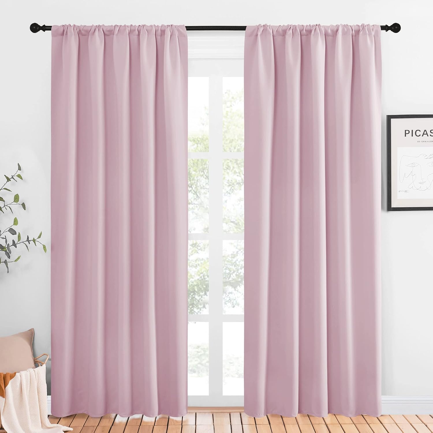 NICETOWN Living Room Curtains for Window - Energy Efficient & Noise Reducing Thermal Insulated Rod Pocket Blackout Drapes/Draperies for…