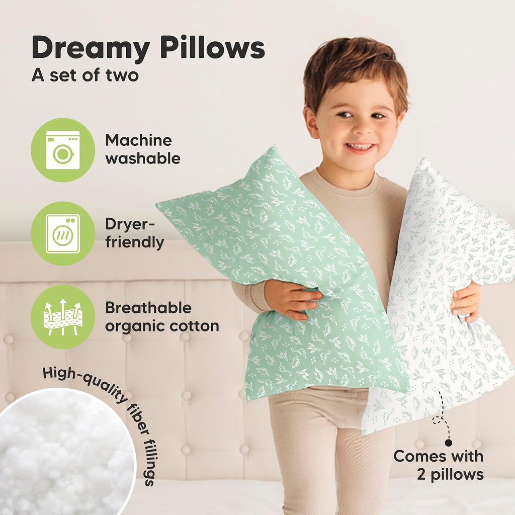 KeaBabies 2-Pack Toddler Pillows 2 Year Old to 5-13x18 Soft Organic Cotton Kids Pillow for Sleeping, Travel, School, Daycare, Nap…