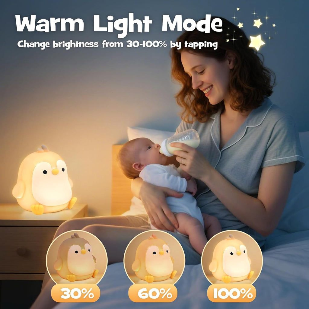 Squishy Penguin Night Light with RGB Mode Cute Chubby Penguin Light 3 Brightness Adjustable Nursery Breastfeeding Nightlight Rechargeable…