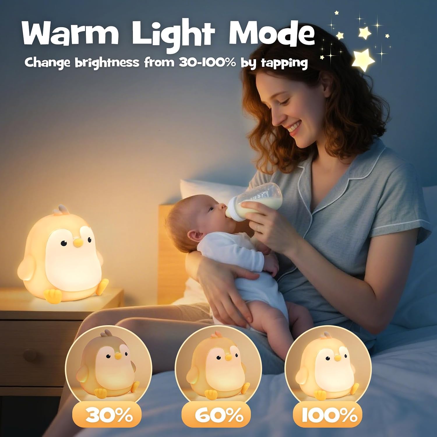 Squishy Penguin Night Light with RGB Mode Cute Chubby Penguin Light 3 Brightness Adjustable Nursery Breastfeeding Nightlight Rechargeable…