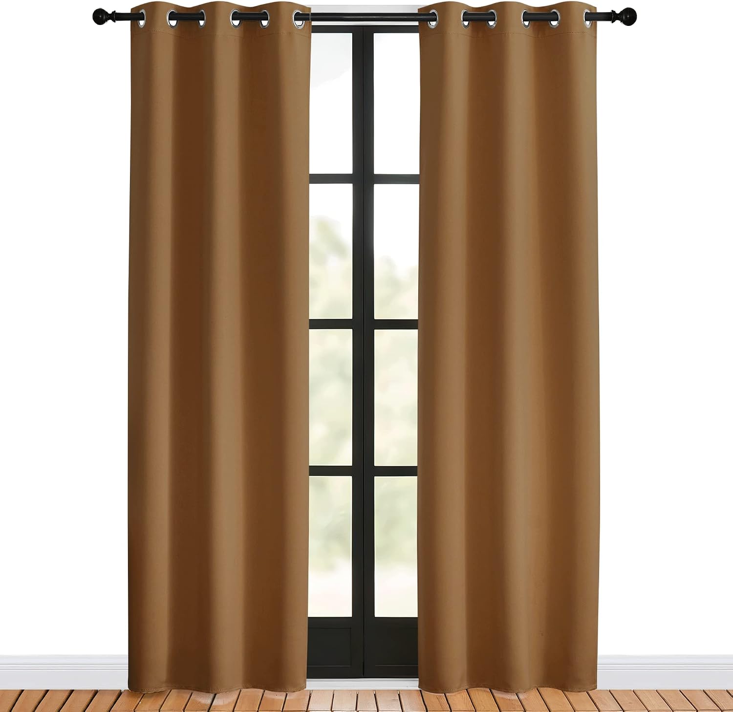 NICETOWN Window Curtain Panels, Gold Brown, 1 Pair, 34 by 80-inch, Thermal Curtains Insulated Solid Grommet Blackout Draperies/Drapes for…