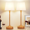 Kakanuo Cordless Table Lamps Rechargeable Set - 2 Pack Wooden 4000mAH Battery Operated Lamps for Decor, 3000K Stepless Dimming Touch…