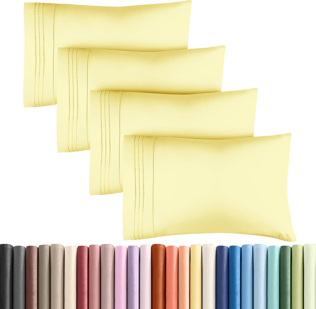 King Pillow Cases Set of 4 - Ultra Soft Hotel Quality Pillowcase Covers - Comfy, Cozy & Wrinkle Free - Shrinkage, Stain and Fade…