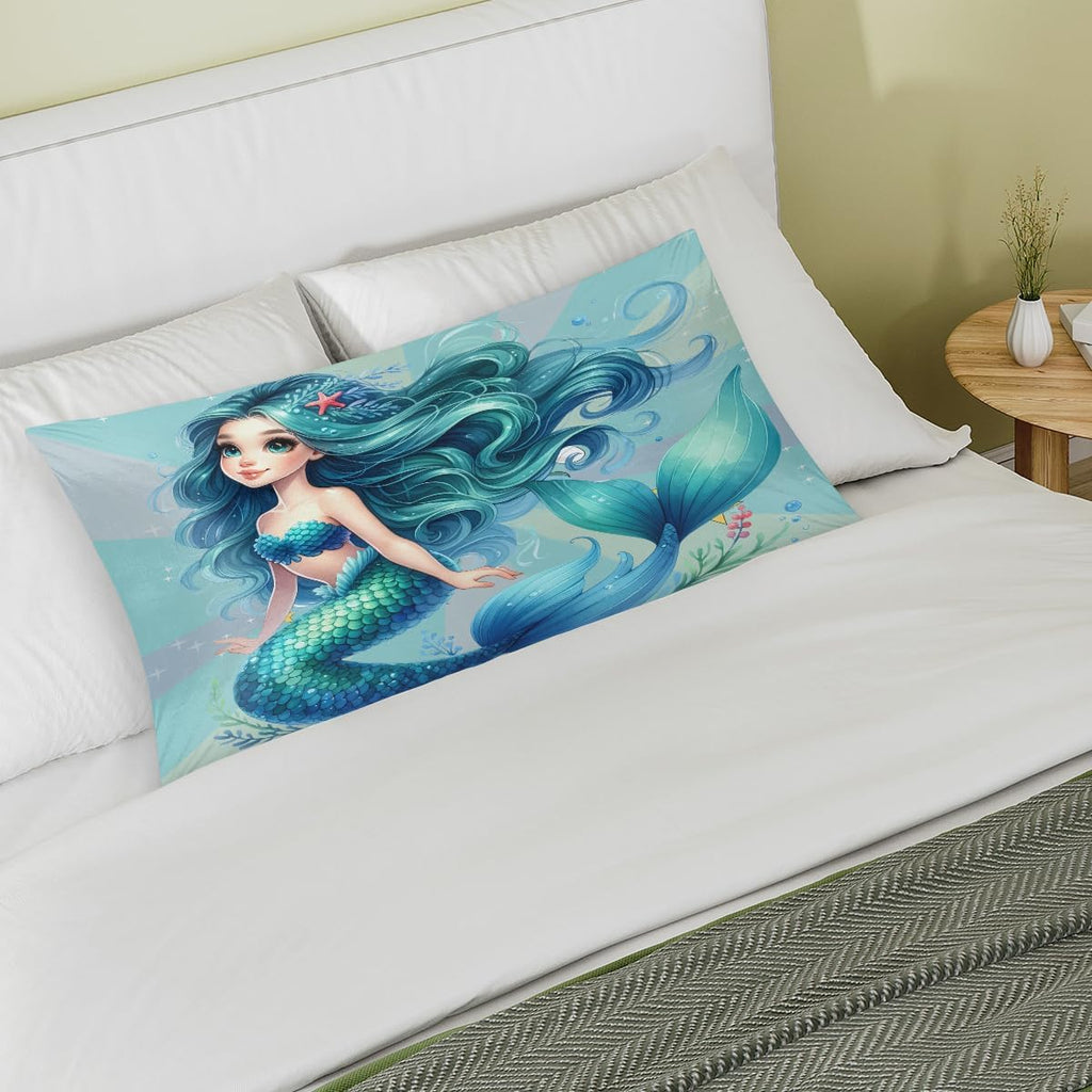 Mermaid Teal Ocean Satin Silk Pillowcase for Hair and Skin Pillow Cases King Size Soft Silk Pillow Case with Envelope Closure Print Satin…