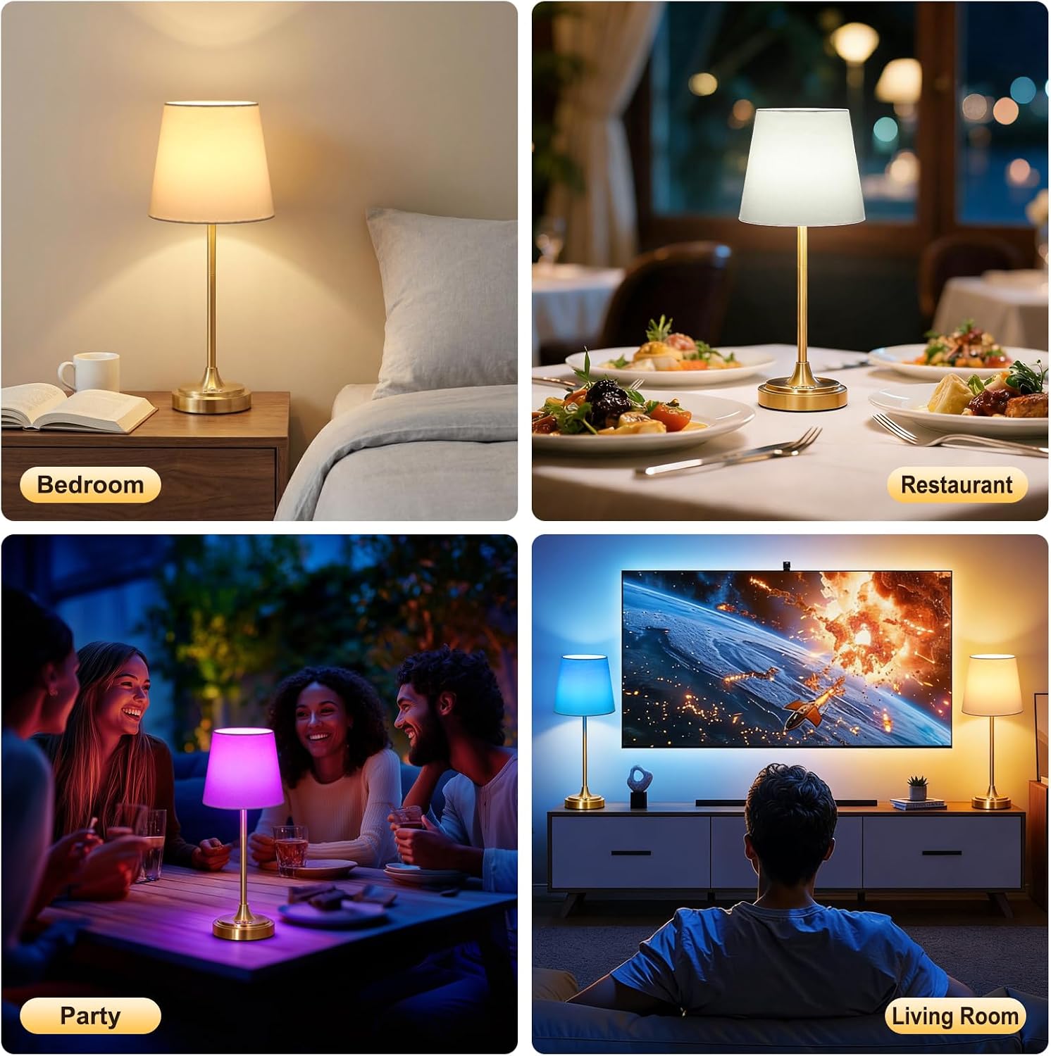 Wowag Cordless Table Lamp Rechargeable,5000mAh Battery Operated Desk Lamp,3 Colors & 7 RGB Stepless Dimmable, Touch Control Ambient Light…