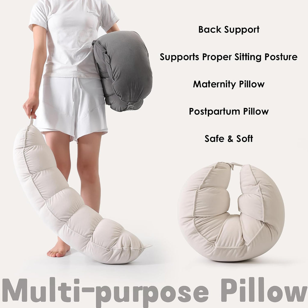 Peallow(Pat. Pend) – Long Round Body Pillow for Adults, Bolster Pillow for Sleeping, Soft and Supportive Pillow for Sleeping & Lumbar…