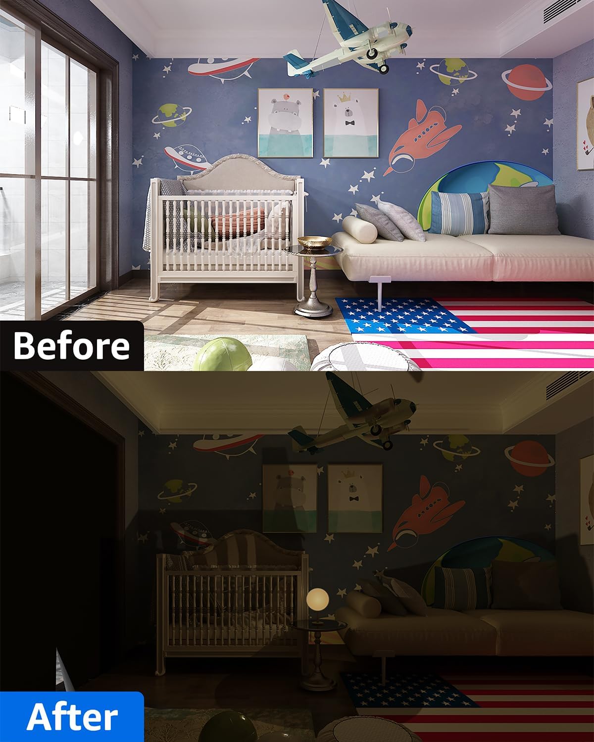 Sumobaby Blackout Curtains for Bedroom Portable 75"x59", No Drill Black Out Shades with Upgraded Hook&Loop Tapes,100% Blackout Window…