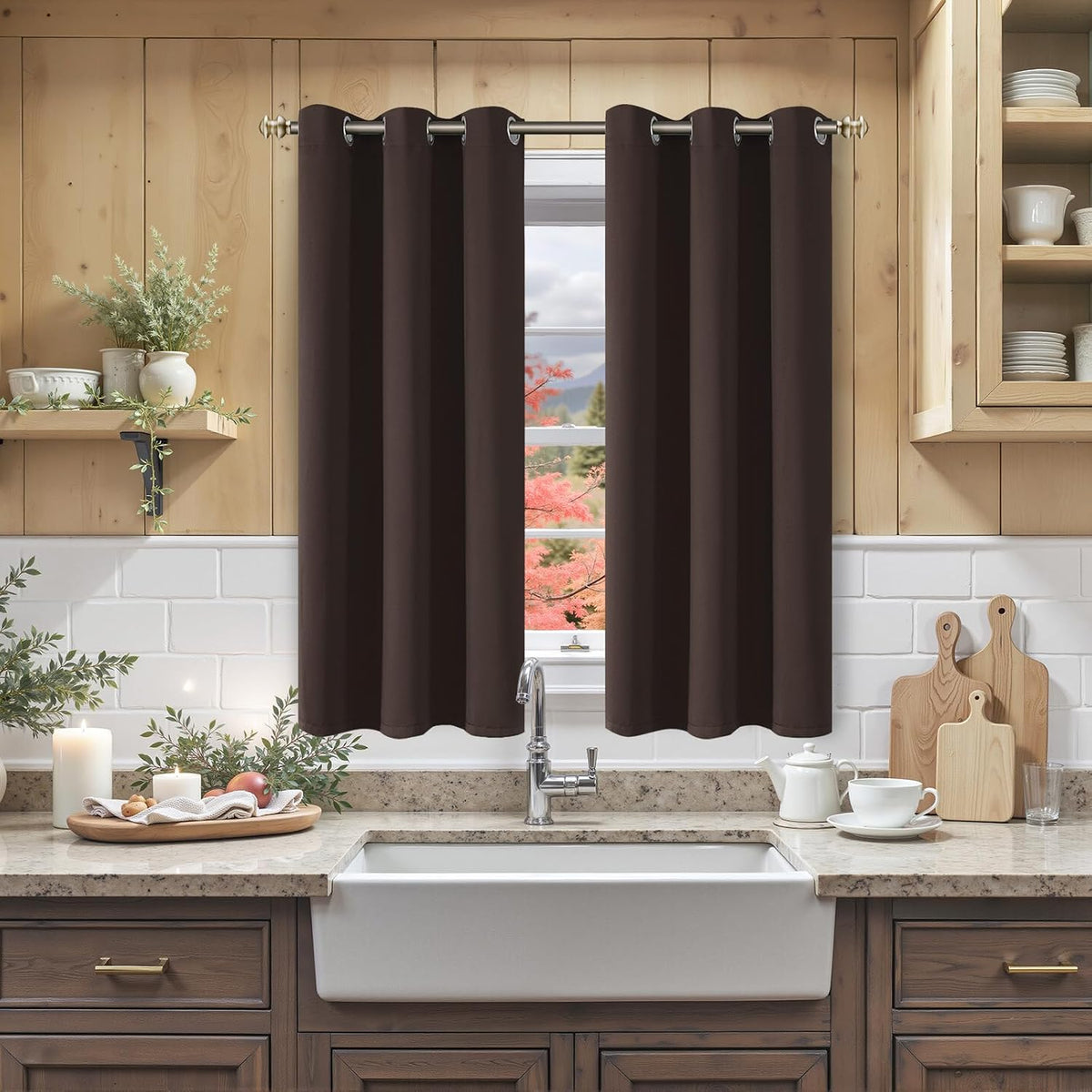 YoungsTex Short Blackout Kitchen Curtains 40 Inch Length - Small Thermal Insulated with Grommet Room Darkening Drapes Privacy for Bathroom…