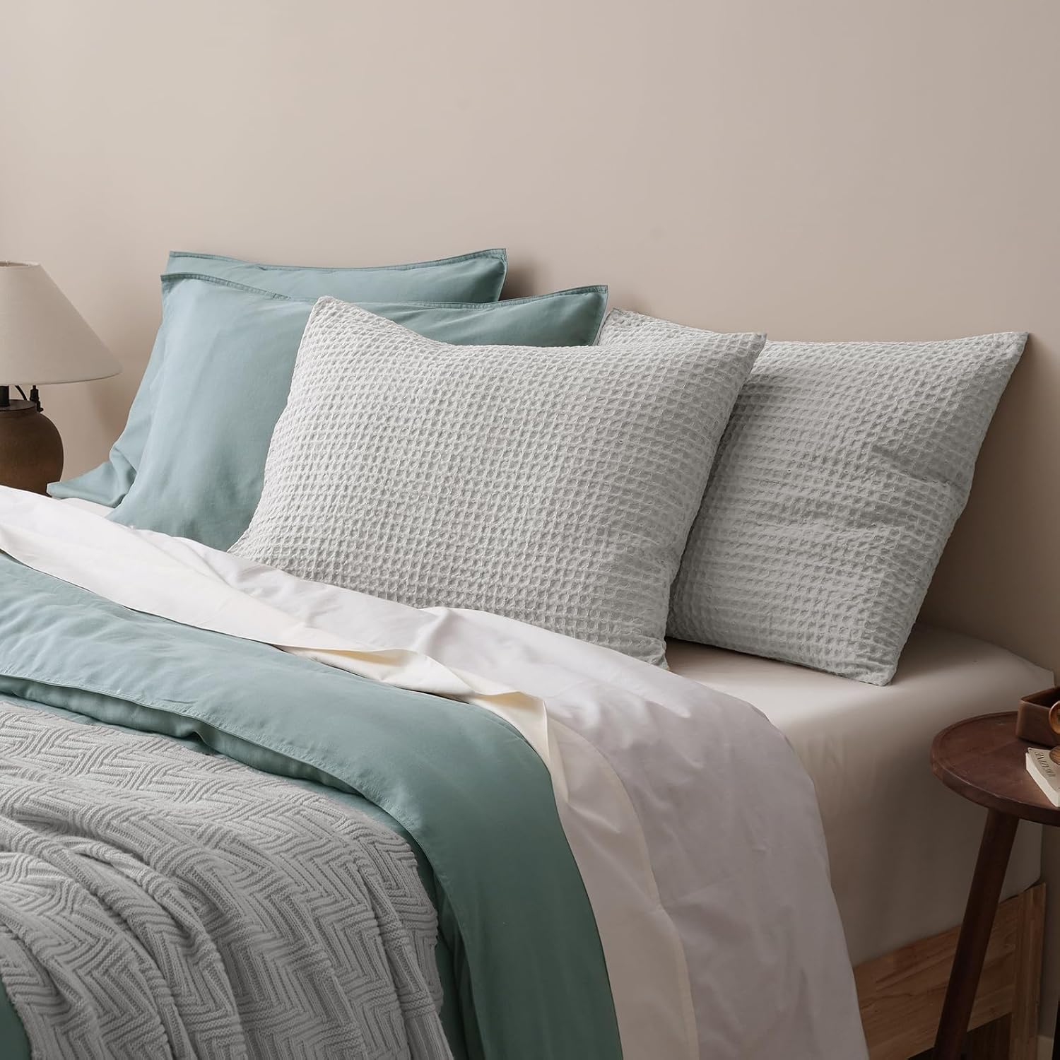 Phf Ultra Soft Waffle Weave Pillow Shams Standard Size, No Insert, 2 Pack 20" x 26" Pillowcases, Breathable & Skin-Friendly Pillow Cases, St…