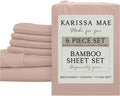 KARISSA MAE 6 Piece Pure Viscose from Bamboo Queen Size Sheet Set | 100% FSC Certified | Luxuriously Soft | Cooling | 18" Deep Pocket…