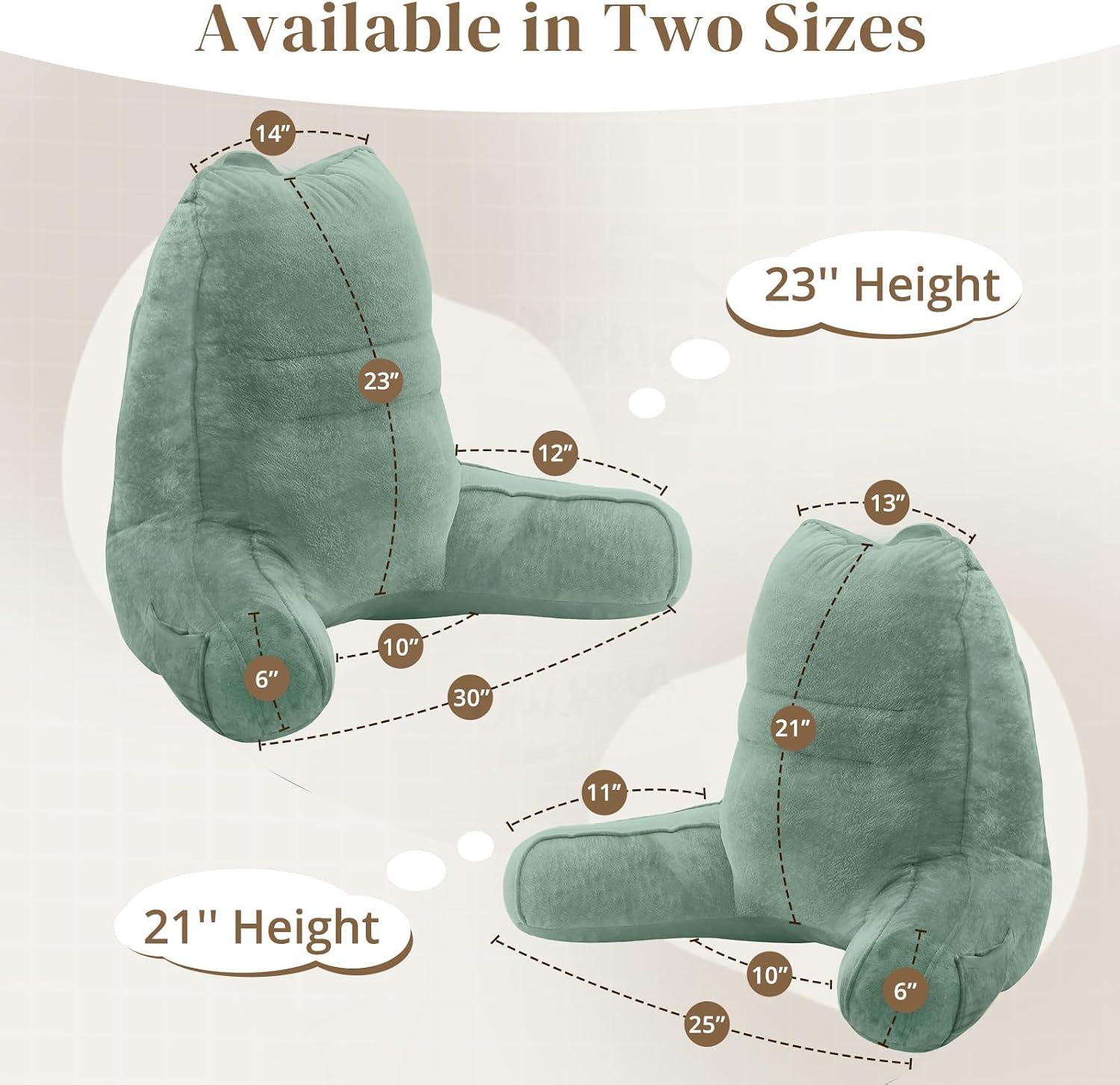 Sasttie Reading Pillow, Pillows for Reading or Relaxing – Ergonomic Support for Head, Neck, Back, and Lumbar, 21-Inch, Green Green