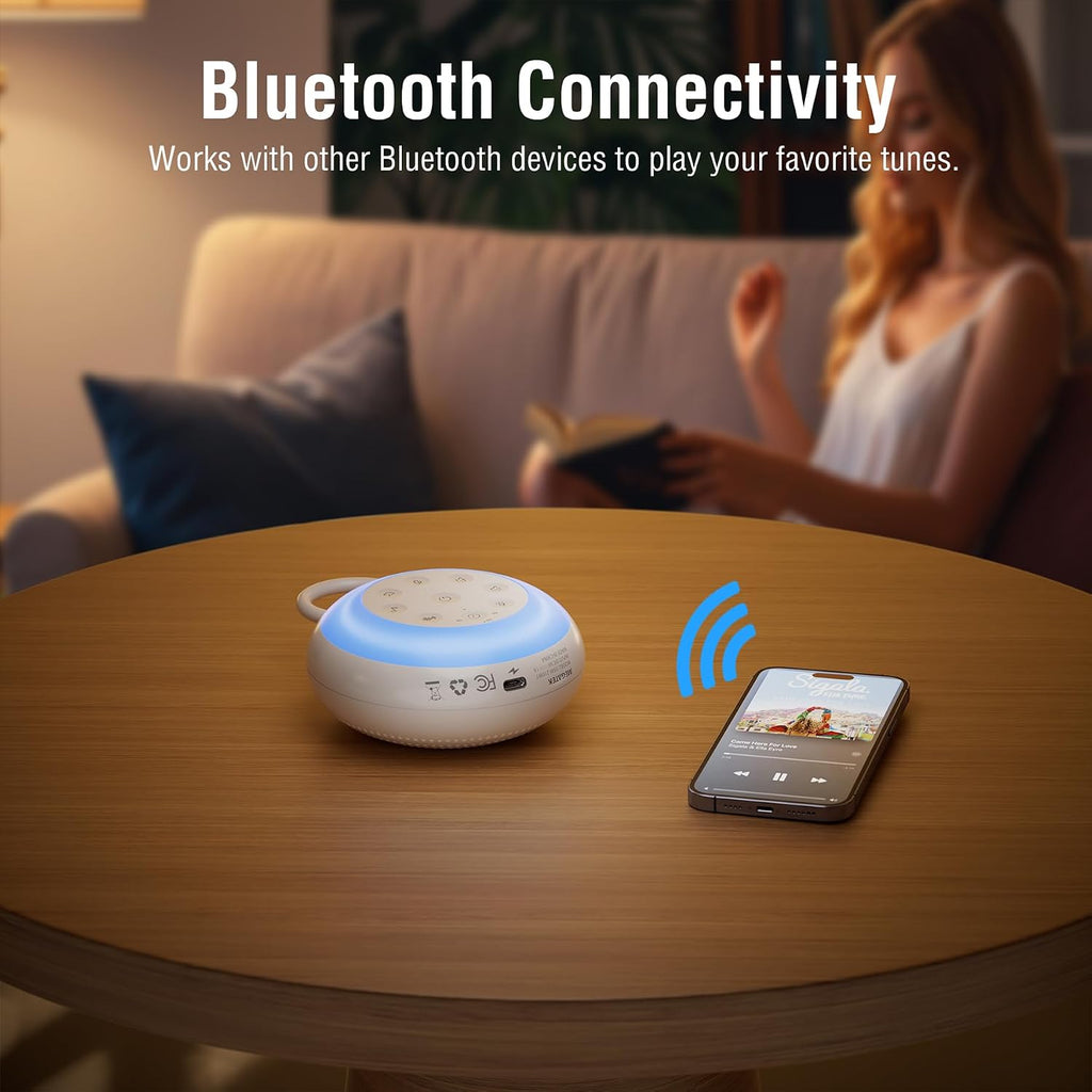 MEGATEK Sleep Sound Machine, 24 Soothing Sounds, 9 Color Dimmable Night Light, Bluetooth & 180s Voice Recording, 2000mAh Rechargeable…