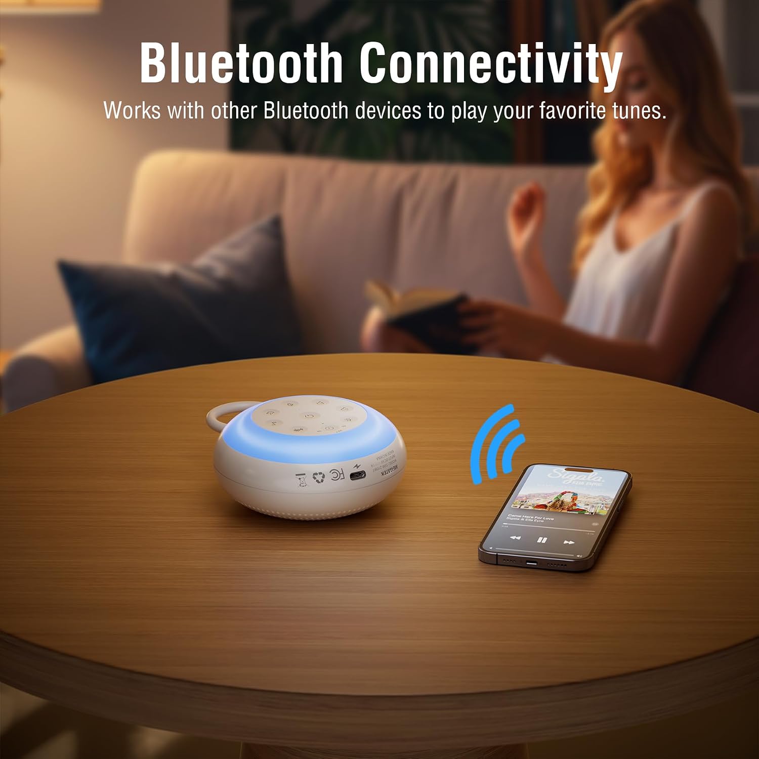 MEGATEK Sleep Sound Machine, 24 Soothing Sounds, 9 Color Dimmable Night Light, Bluetooth & 180s Voice Recording, 2000mAh Rechargeable…
