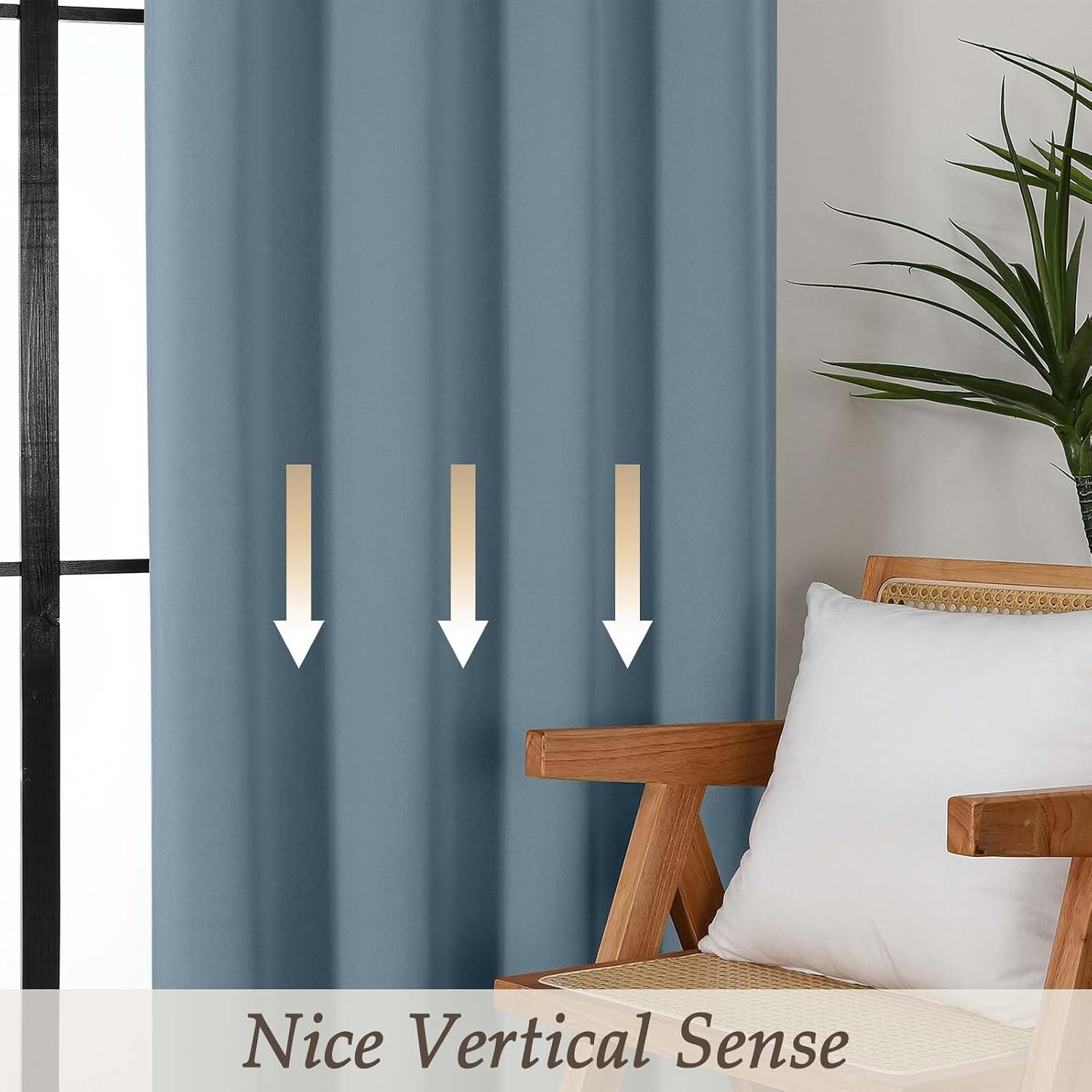Gwine Stone Blue Blackout Curtains for Bedroom 84 inches Long 2 Panels Set, Solid Noise Reducing Thermal Insulated Blackout Curtains for…
