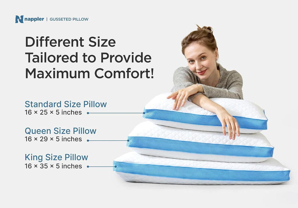Nappler Side and Back Sleeper Pillow for Neck and Shoulder -Shredded Memory Foam Bed Pillow for Sleeping - 100% Adjustable Fill - Standard…