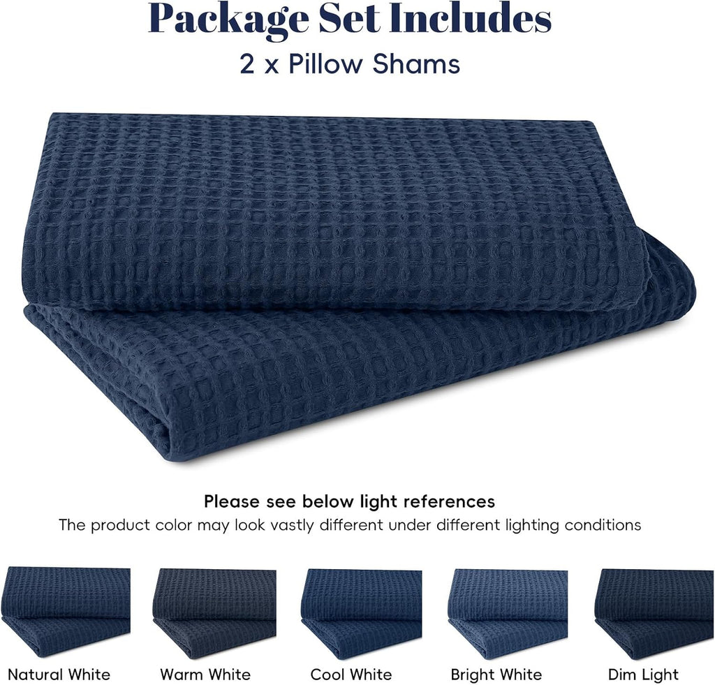 Phf 100% Cotton Waffle Weave Euro Shams 26" x 26", No Filling, 2 Pack Elegant Home Decorative Euro Throw Pillow Covers for Bed Couch Sofa,…