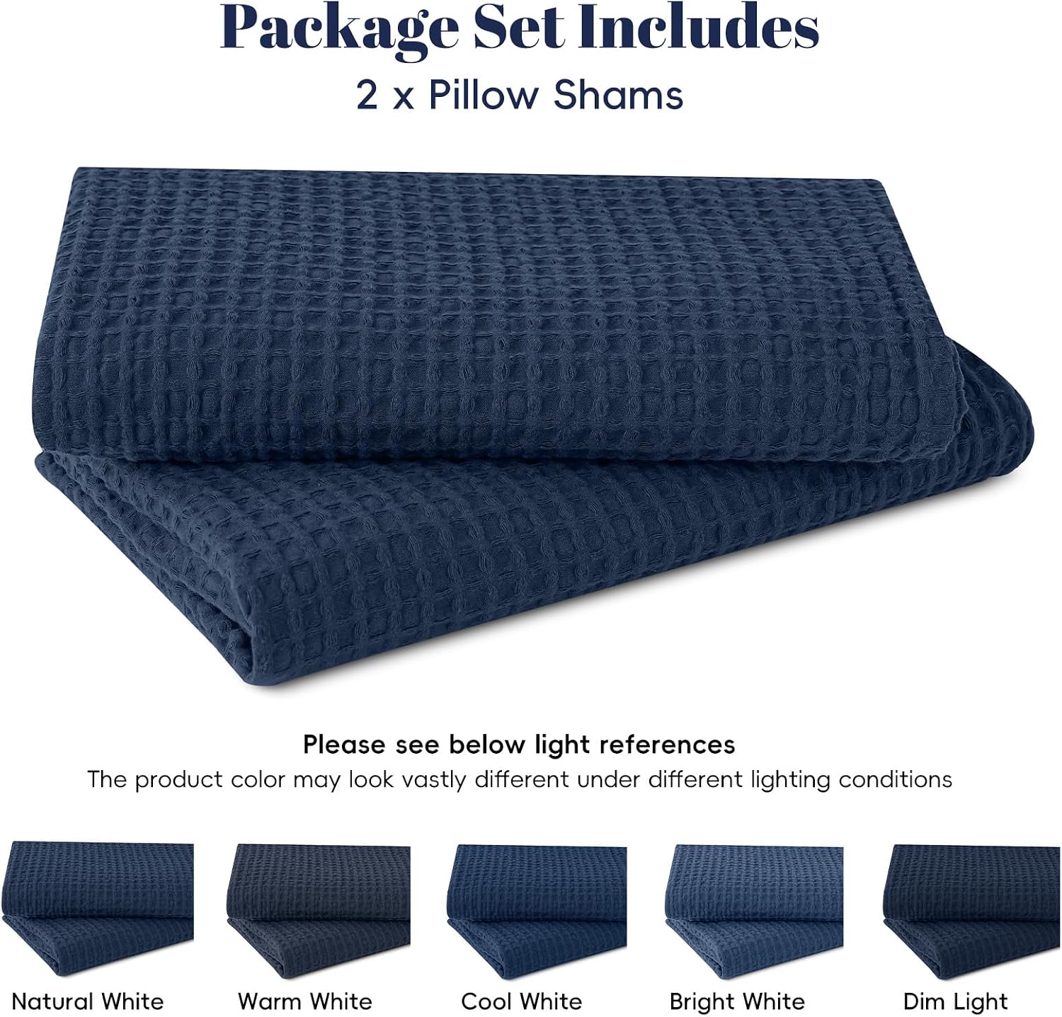 Phf 100% Cotton Waffle Weave Throw Pillow Cover, 24" x 24", No Filling, 2 Pack Elegant Home Decorative Square Throw Pillow Covers for Bed C…