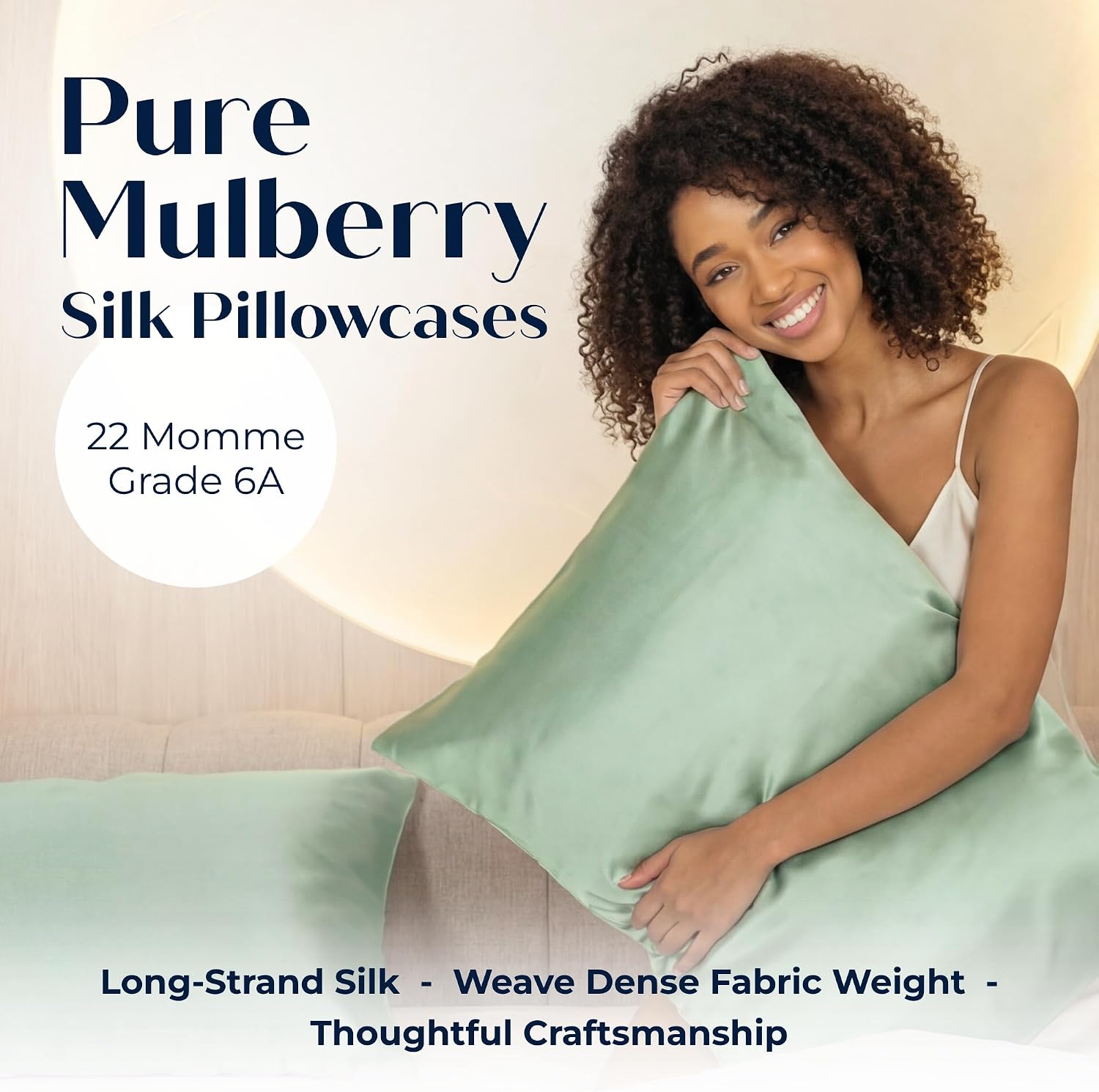 Mulberry Silk Pillowcase – Pure Silk Pillow Cover for Healthier Hair & Smoother Skin – Soft, Breathable and Temperature-Regulating…