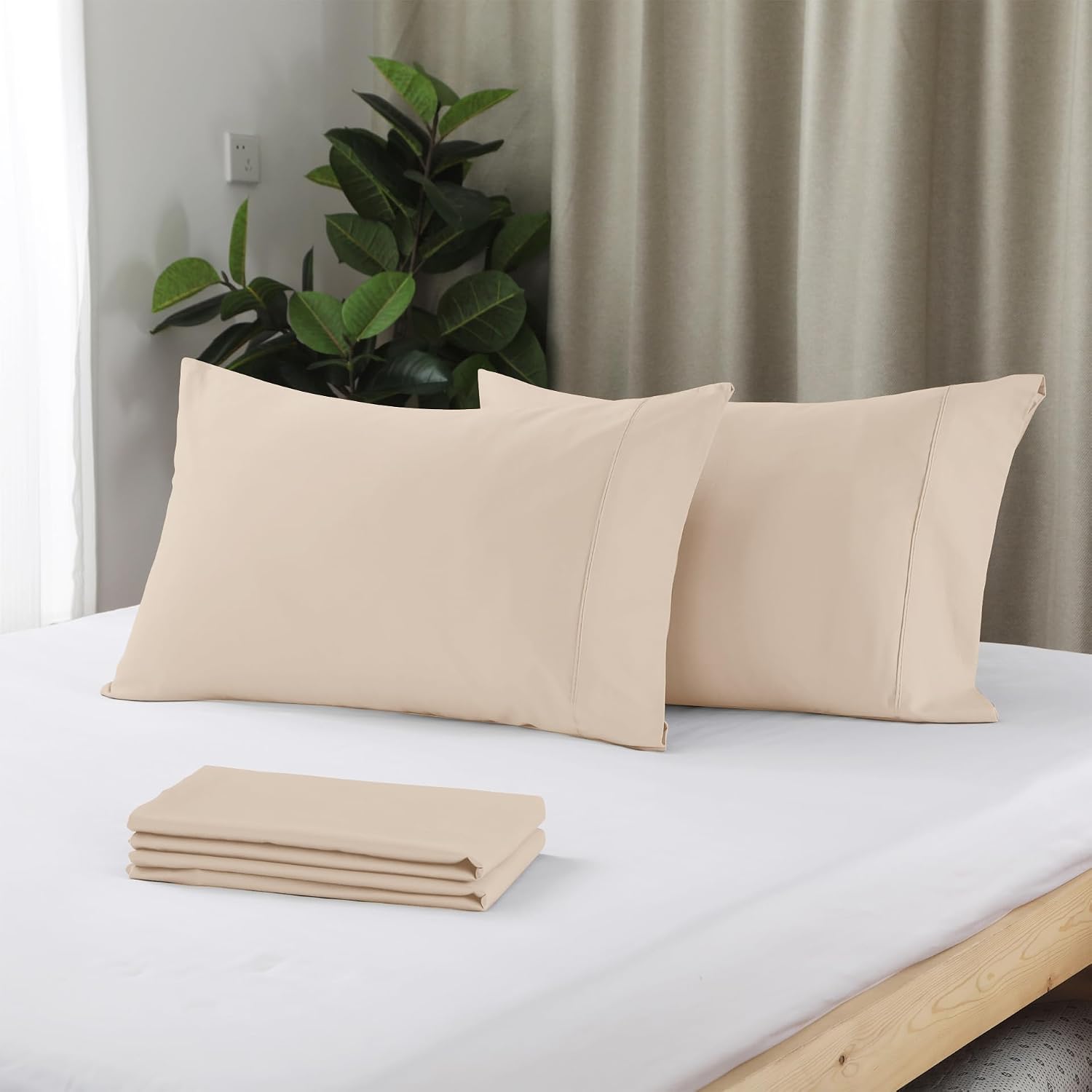 ShunjieHome 100% Egyptian Cotton Pillow Cases Set of 2, Queen Size 400 Thread Count Cooling Pillowcases, Soft and Breathable Pillow Covers wi…