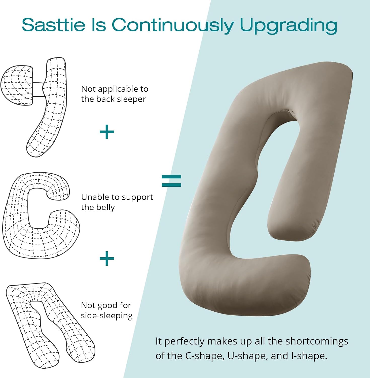 Sasttie Pregnancy Pillows for Sleeping, U Shaped Cooling Full Body Pillow with Removable Cover, Pregnant Women Must Haves, Maternity Essent…