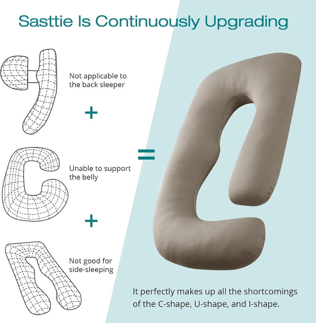 Sasttie Pregnancy Pillows for Sleeping, Jumbo U Shaped Cooling Full Body Pillow with Removable Cover, Pregnant Women Must Haves, Maternity…