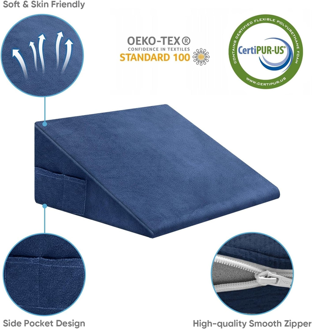 Oaisz Wedge Pillow, 12 Inch Bed Wedge Pillow for Headboard, Pillow Wedge for Acid Reflux Relief, After Surgery, Sleeping, Back, Memory Foa…