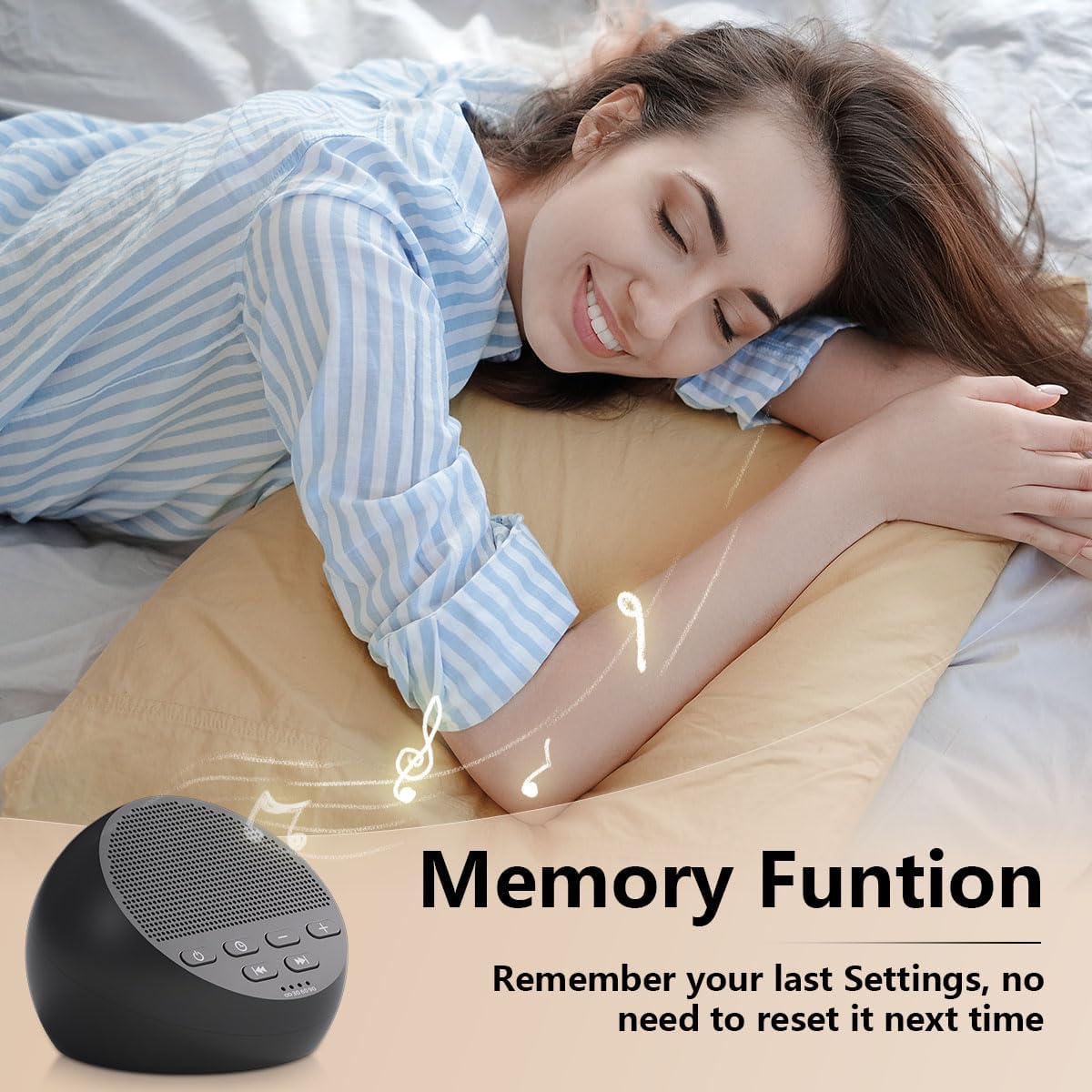 Portable Sound Machine White Noise Machine Nonstop 30 Soothing Sounds for Baby Kids Adults Pink Noise Sleep Machine 36-Level Vol Auto-Off…