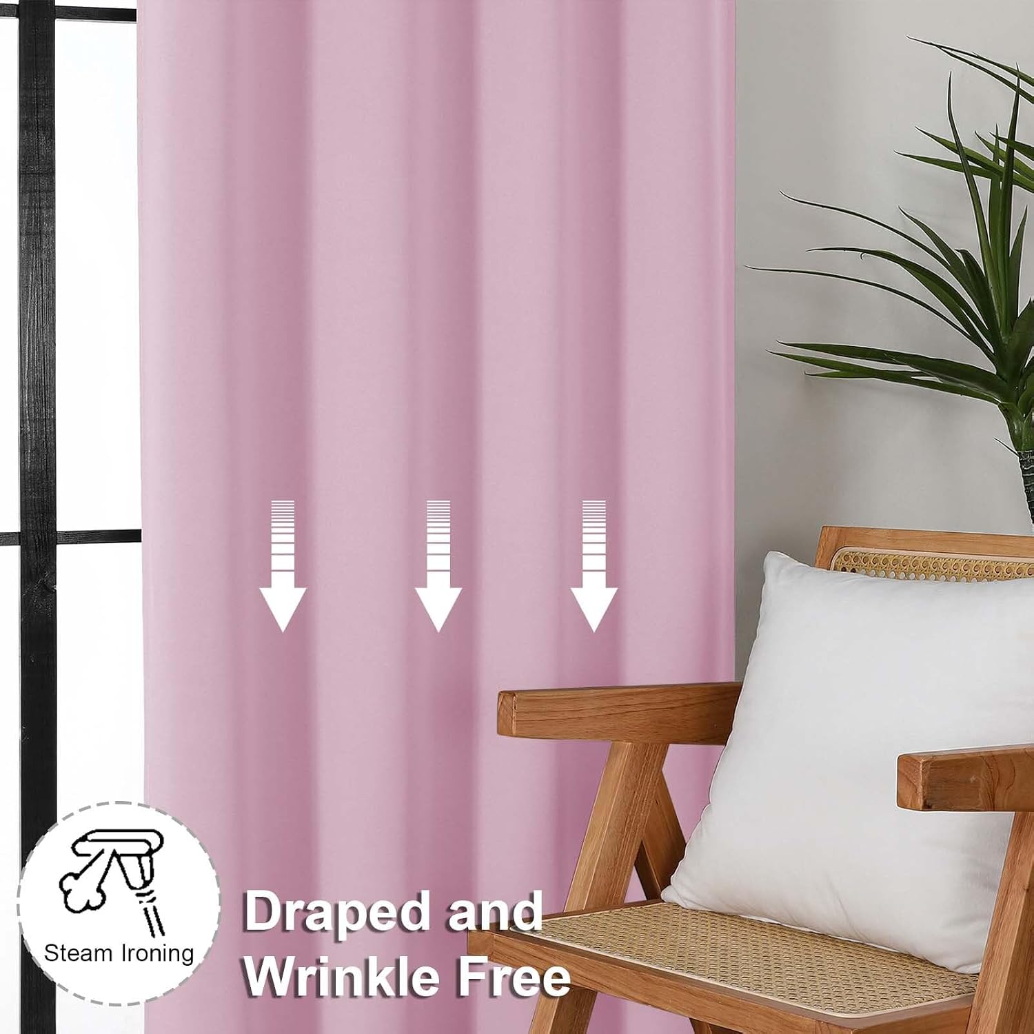 Simplebrand Ava Pink Blackout Curtains for Bedroom 84 Inch Length 2 Panels Set, Solid Thermal Insulated Privacy Nursery Window Treatment Cu…