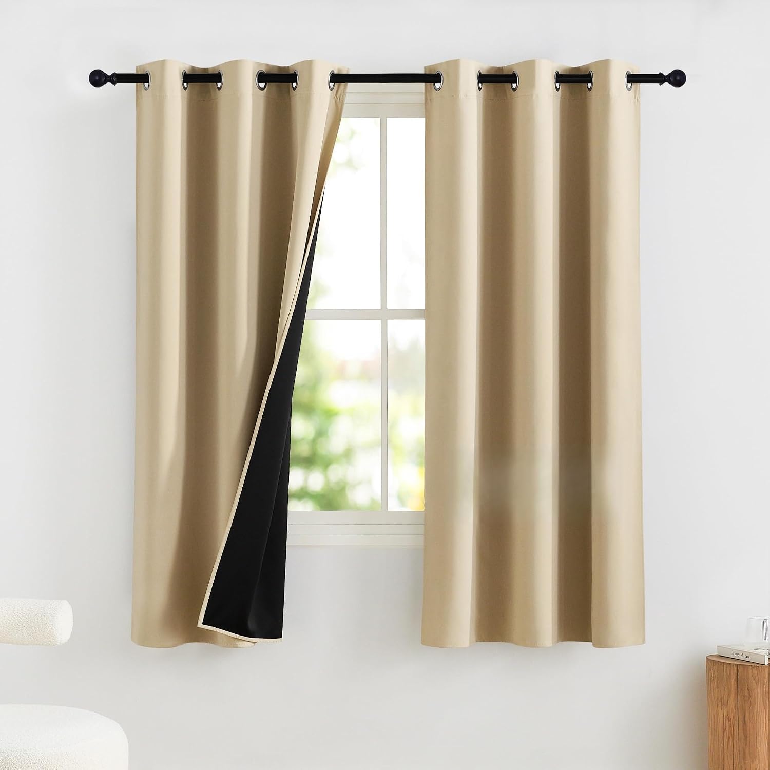 NICETOWN Bedroom Curtains 63 Inches Length, 100% Blackout Drapes Thermal Insulated with Grommet for Living Room Office Privacy Darkening…