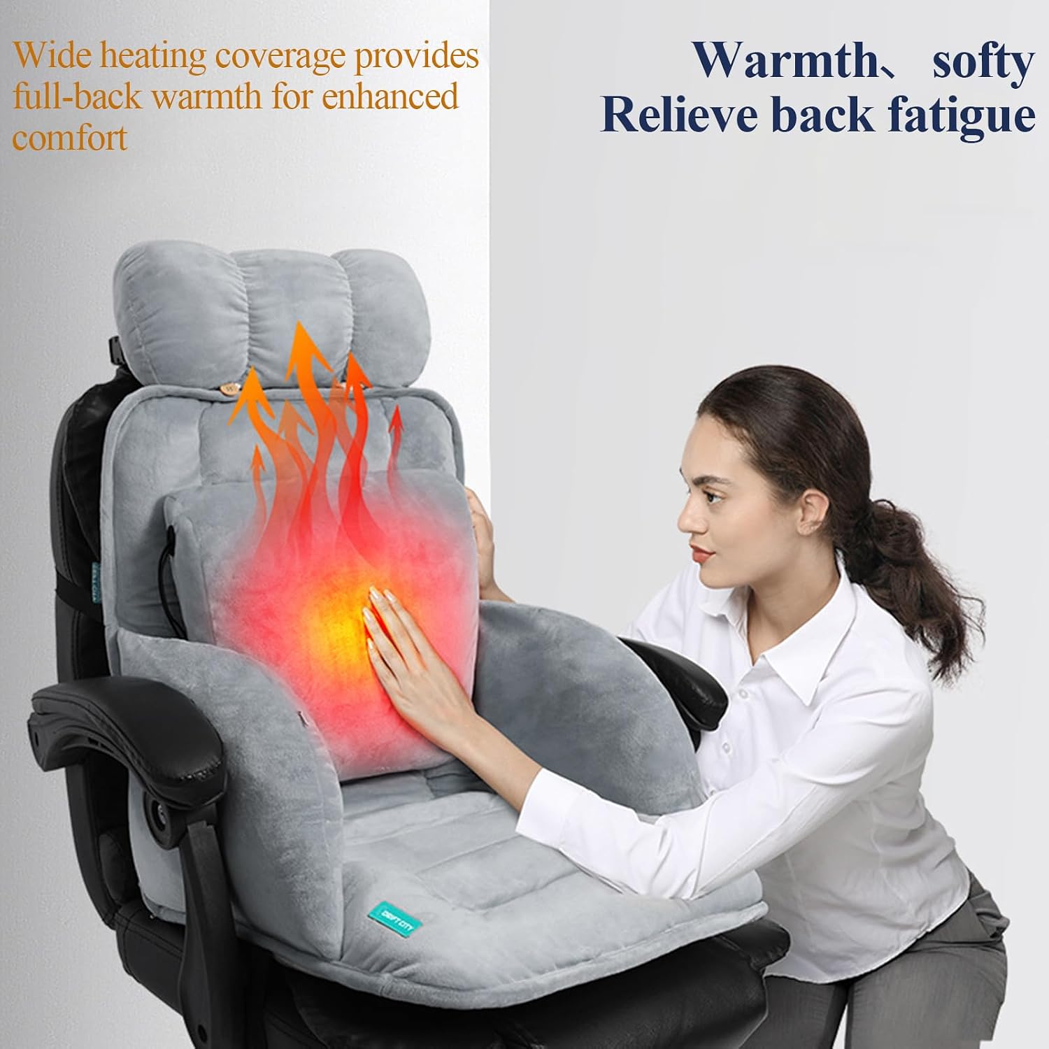 Generic USB Heated Seat Cushion, Lumbar Support Heated Seat Pad with Armrest for Office Chair, Ajustable Backrest Warm Pillow for Long…