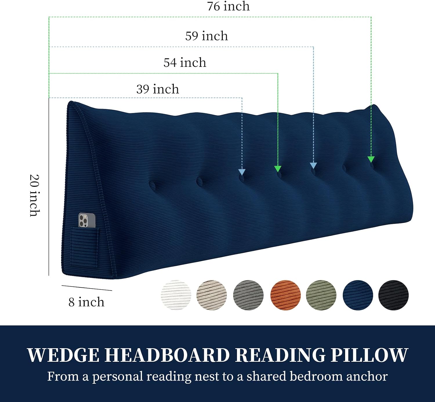 Wedge Pillow Headboard Bolster Reading Pillows for Sitting in Bed Adults Backrest, Corduroy Triangle Headboard Pillow Body Support…