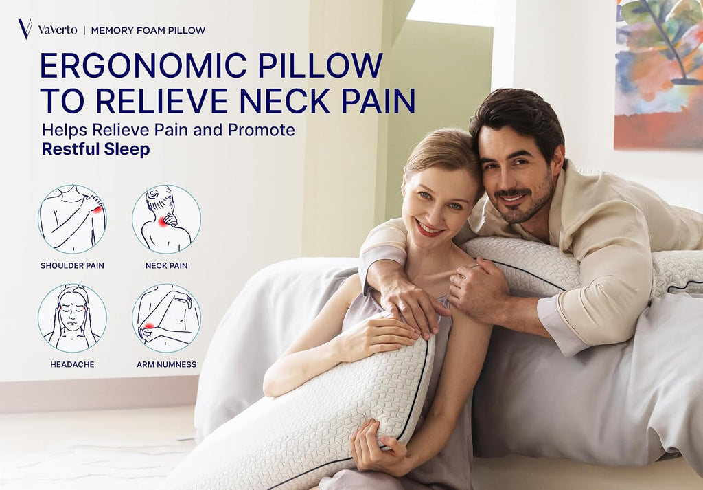 Vaverto Cooling Gel Memory Foam Pillow - 1-Pack - King Size Bed Pillows For Sleeping - Medium-Firm - Back, Stomach and Side Sleeper Pillow…