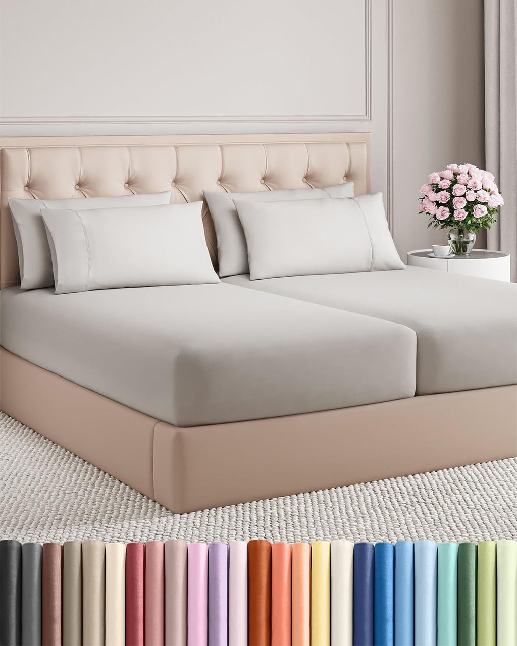 Split King 7 Piece Sheet Set - Comfy, Breathable & Cooling - Soft Hotel Luxury Bedding for Women, Men, Kids, Teens & Children - 1 Flat &…
