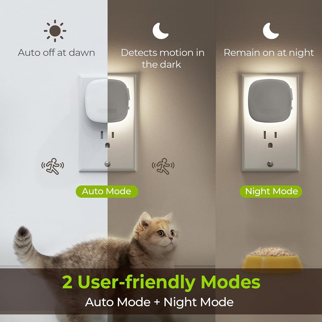 AUVON Plug-in LED Backlit Night Light with Motion Sensor & Dusk to Dawn Sensor, Dimmable Cool White Nightlight with 1-50 lm Adjustable…