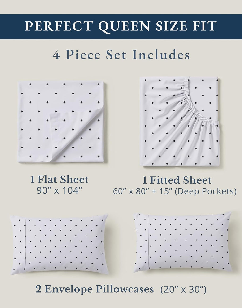 LaneLinen LANE LINEN reusable 100% Organic Cotton Queen Bedsheet Sets, Luxury Printed Cotton Sheets Fully Elasticized Low Pill Fade Res…