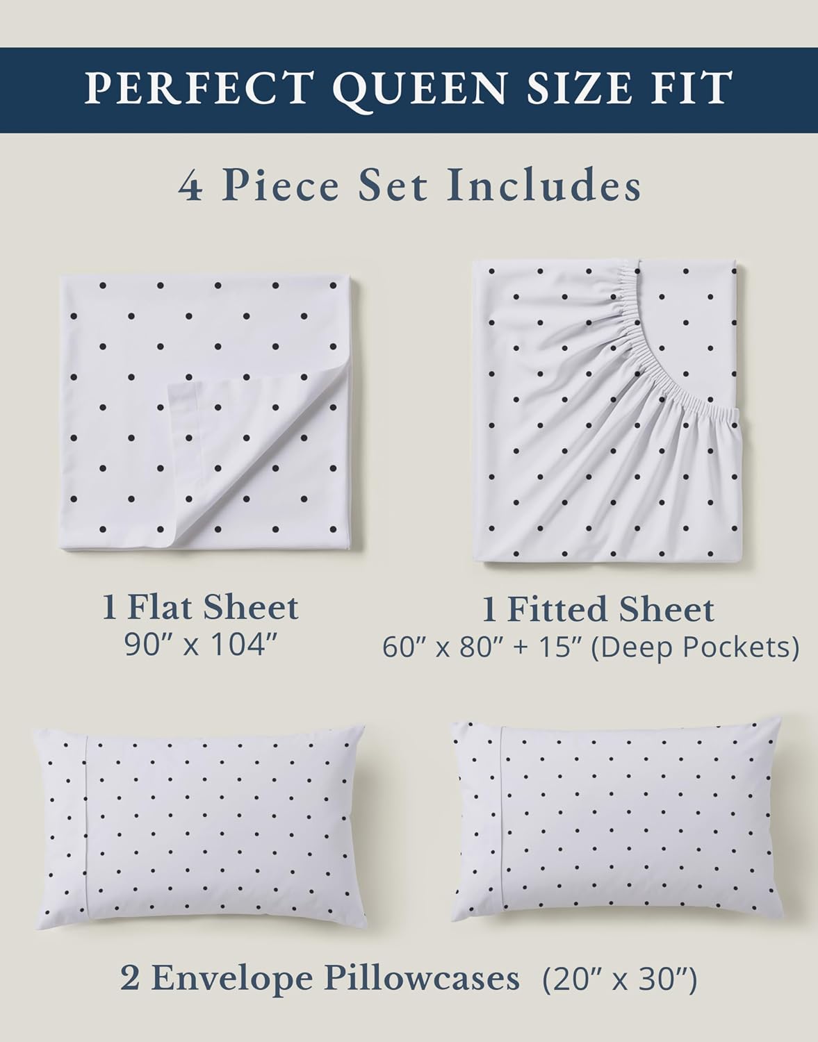 LaneLinen LANE LINEN reusable 100% Organic Cotton Queen Bedsheet Sets, Luxury Printed Cotton Sheets Fully Elasticized Low Pill Fade Res…