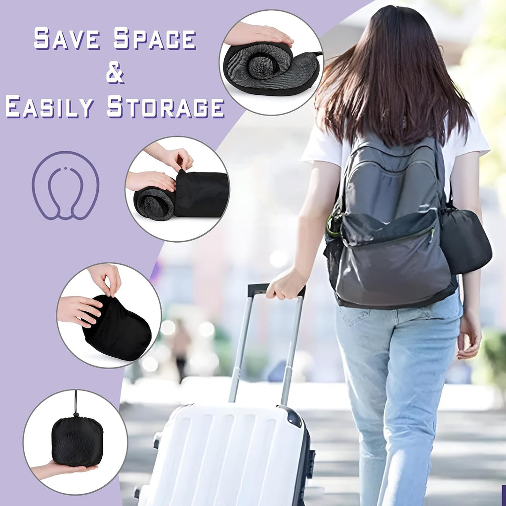 Neck Travel Pillow, Upgraded Memory Foam Pillow for Airplane, Machine Washable, Adjustable Flight Pillow, Suitable for Sleeping Airplane…