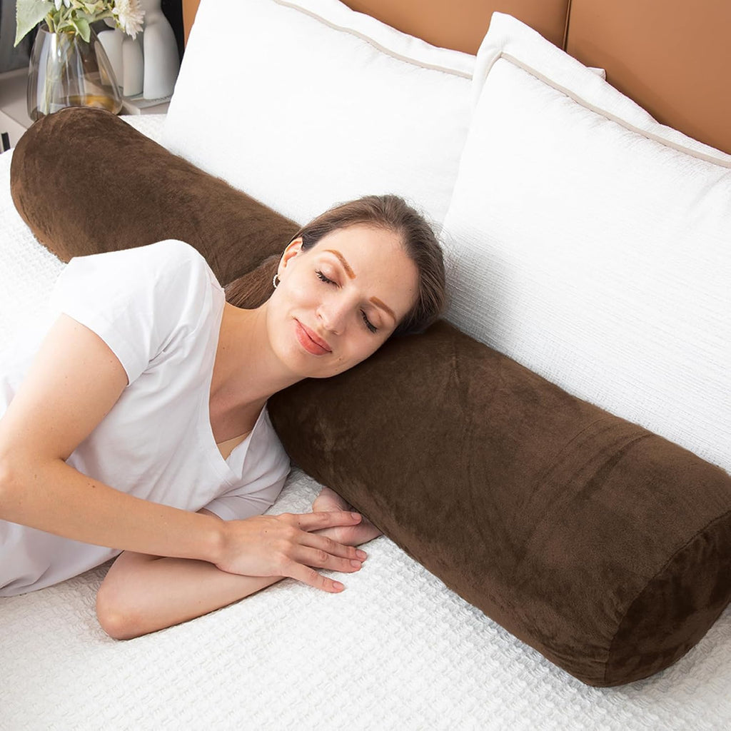 1 MIDDLE ONE Round Body Pillow for Adults, Long Bolster Pillow for Bed with Removable Velvet Cover, Decorative Tube Roll Cylinder Pillow…